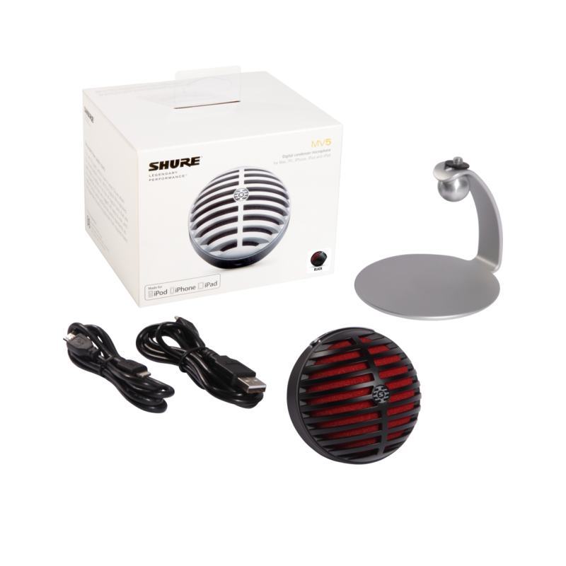 SHURE MV5 (BLACK) + LIGHTNING CABLE